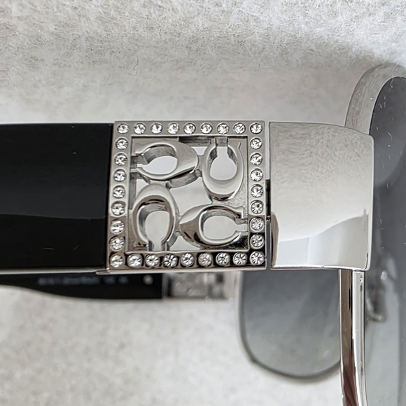 Coach Aviator Women's Sunglasses HC 7005B Black Silver Rhinestones L016 Reagan - Picture 10 of 16